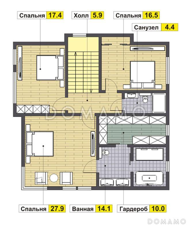 Проект современного кирпичного дома / План 2 этажа