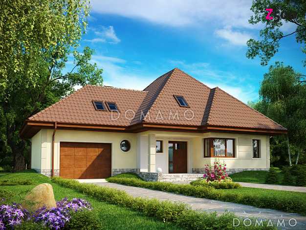 Проект просторного мансардного дома из газобетона с четырьмя спальнями, гаражом и барбекю не террасе