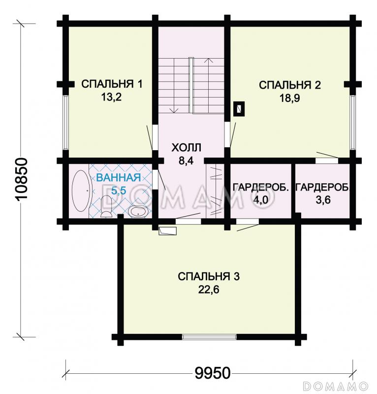 Проект дома с мансардными окнами / План мансардного этажа