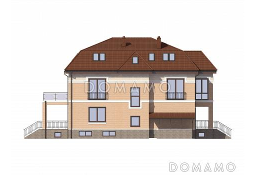 Проект дома из газобетона с просторным балконом на втором этаже / Фасад 2