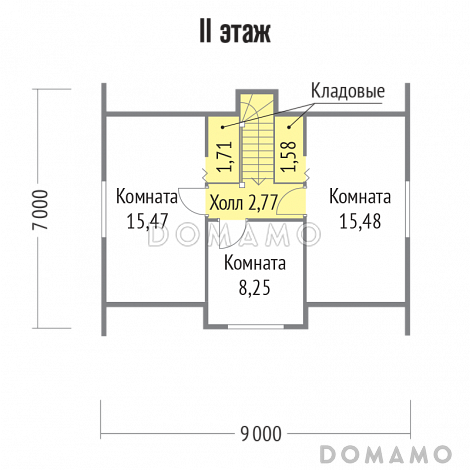 Проект небольшого уютного дома из клееного бруса / План мансардного этажа