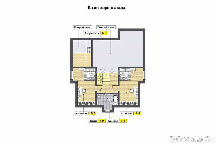 Проект дома из газобетона со вторым светом / План мансардного этажа