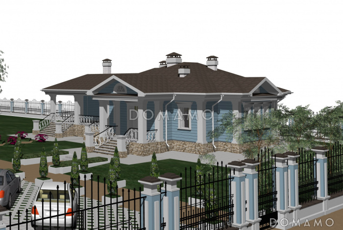 Проект бани с крытой террасой и тренажерным залом