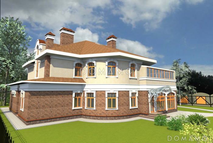 Проект двухэтажного загородного дома с мансардой