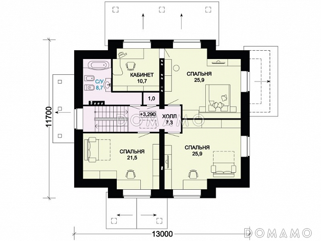 Проект вместительного особняка с бильярдным помещением, тренажерным залом и кинозалом / План 2 этажа