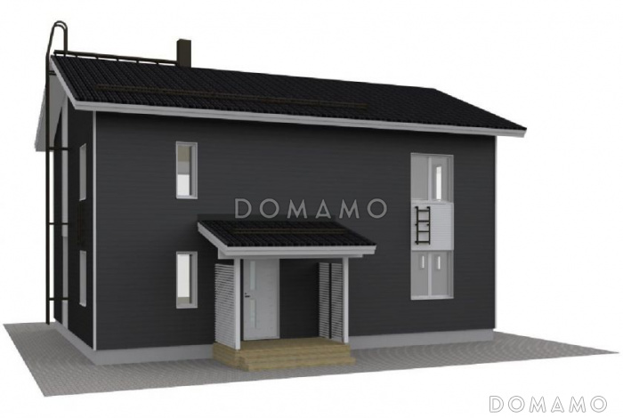 Проект дома с небольшой гардеробной в спальне на втором этаже