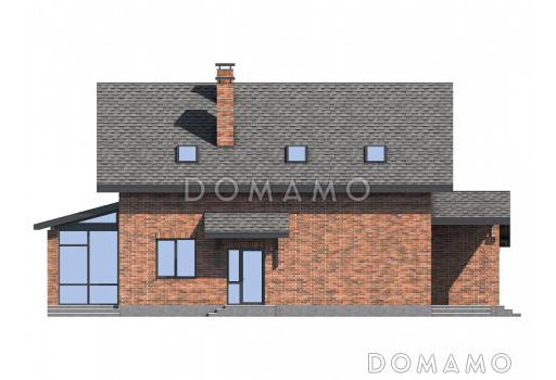 Проект дома с верандой, гаражом, хозяйской спальней / Фасад 4