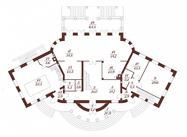 Проект дома с колоннами и балконом / План 1 этажа