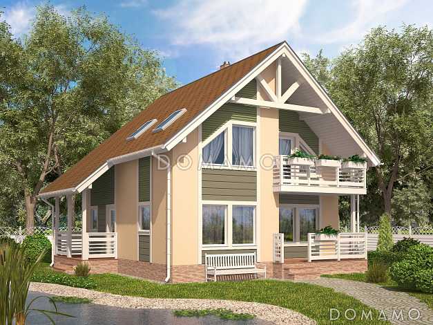 Проект каркасного дома с тренажерным залом на мансардном этаже