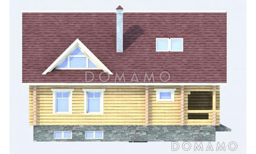 Проект дома из бревна с цокольным этажом / Фасад 2