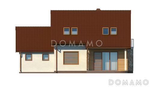 Проект одноэтажного дома из кирпича с жилым мансардным этажом и гаражом / Фасад 2