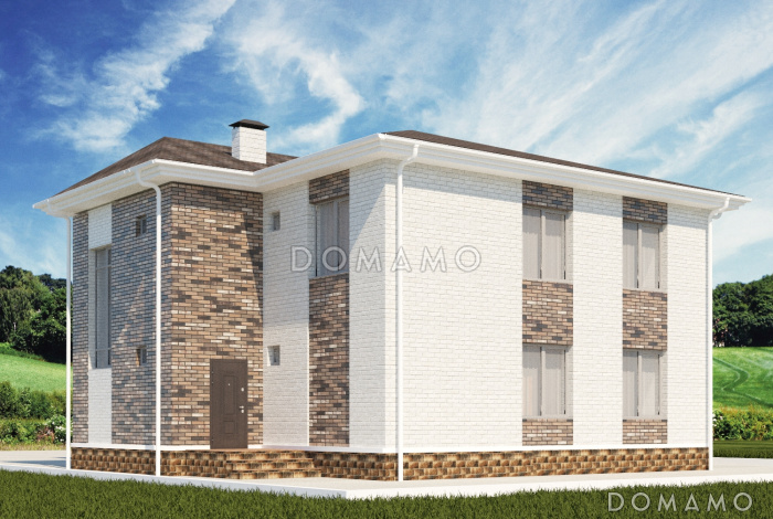 Проект двухэтажного дома с сауной и пятью спальнями