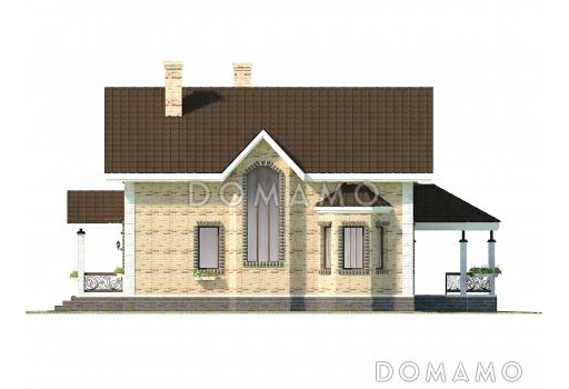 Проект коттеджа из SIP панелей с эркером и террасой. / Фасад 3