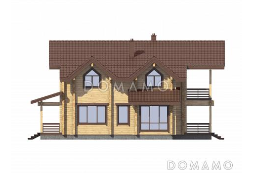 Проект двухэтажного дома с кухней-столовой, сауной и большими спальнями / Фасад 4