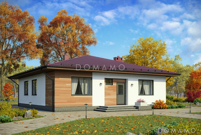 Проект одноэтажного дома в современном стиле с двумя спальнями