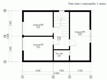 Каркасный дом "Южный" / План 2 этажа