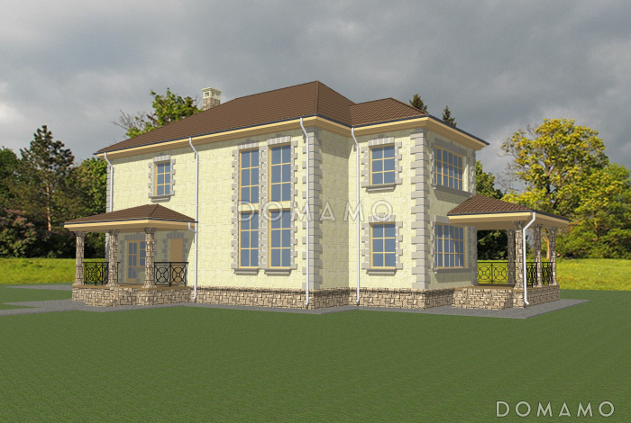 Проект двухэтажного особняка с пятью спальнями и вторым светом