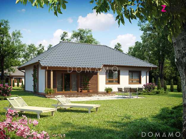 Проект одноэтажного дома из газобетона с тремя спальнями и крытой террасой