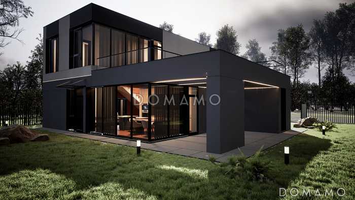 Проект современного двухэтажного дома с 4 спальнями и балконом