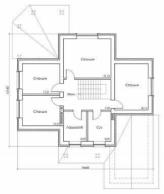 Проект красивого двухэтажного дома по технологии ЛСТК c большим гаражом и террасой / План 2 этажа