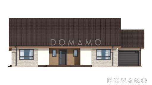 Проект классического одноэтажного дома из газобетона с тремя спальнями и возможностью обустройства мансарды и  с гаражом / Фасад 1