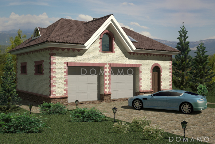 Проект гаража на 2 машины с котельной и  мансардой