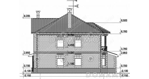 Проект коттеджа с гаражом и навесом для машины / Фасад 3