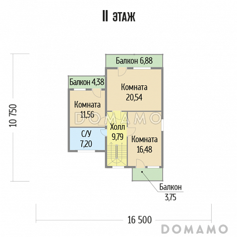 Проект дома с большими окнами / План мансардного этажа
