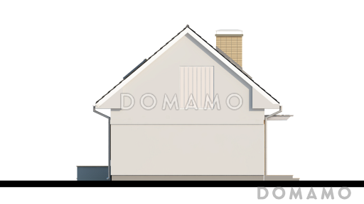 Проект компактного одноэтажного мансардного дома из кирпича с дополнительной спальней на первом этаже, адаптированный для сейсмоопасных регионов / Фасад 1