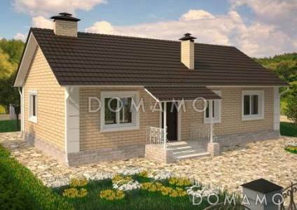 Проект дома с изолированной кухней, тремя спальнями, вторым входом через гостиную