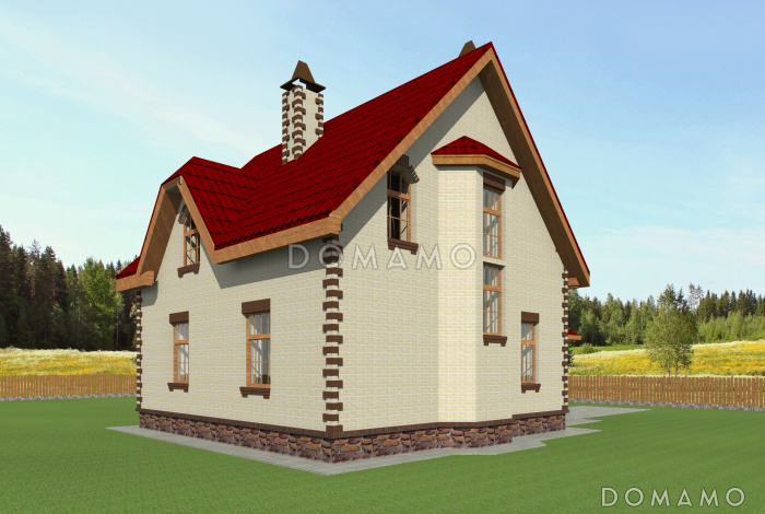 Проект экономичного коттеджа с остеклённым балконом.