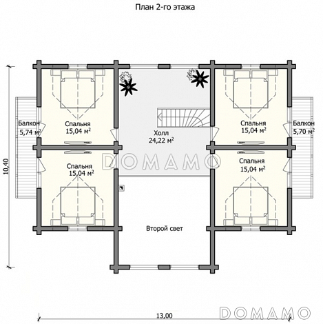 Проект дома из бревна со вторым светом который украшает общий вид из холла / План мансардного этажа