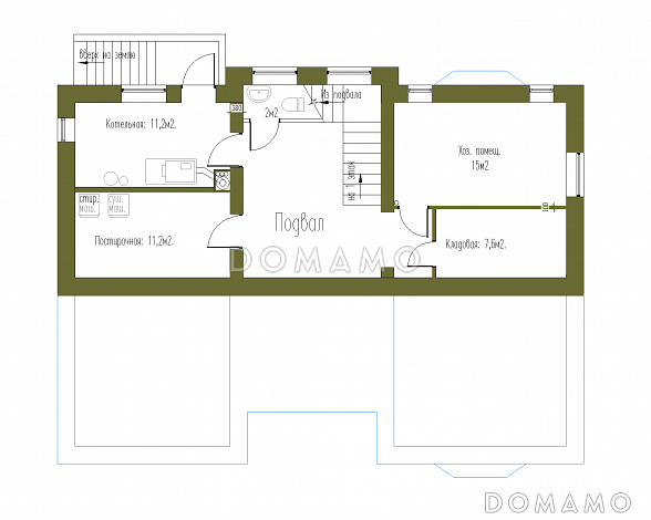 Проект особняка в стиле Тюдор из СИП панелей / План цокольного этажа