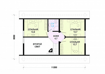 Проект деревянного дома со вторым светом / План мансардного этажа
