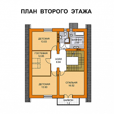 Проект компактного коттеджа с пятью спальнями / План мансардного этажа
