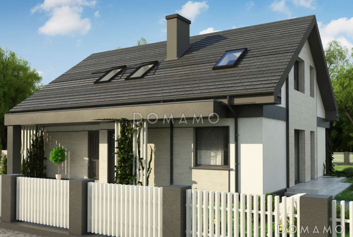 Проект одноэтажного дома с обустроенной мансардой из газобетона с пятью спальнями 