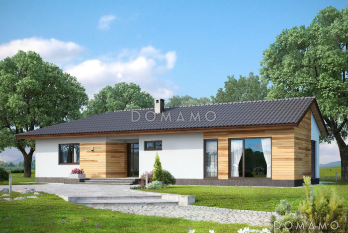 Проект одноэтажного дома с двумя спальными комнатами и небольшой сауной