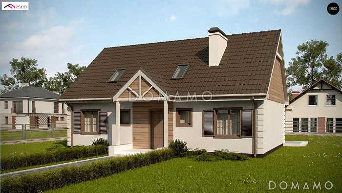 Проект простого одноэтажного мансардного дома из кирпича с шестью спальнями и просторной гостиной