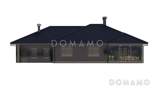 Проект одноэтажного дома с мансардой, верандой и гаражом на 2 машины / Фасад 2