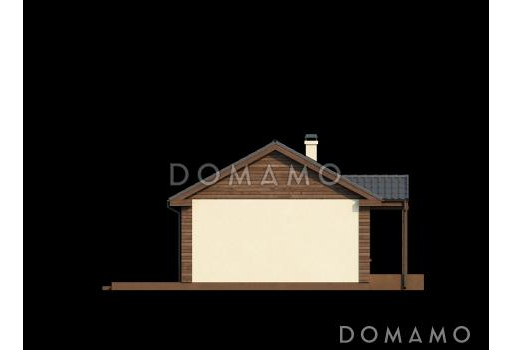 Проект компактного одноэтажного дома из кирпича с большой открытой террасой / Фасад 4