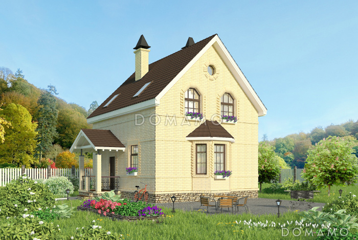 Проект лаконичного полутораэтажного коттеджа из кирпича