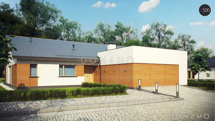 Проект просторного одноэтажного дома из газобетона с тремя спальнями и пристроенным гаражом на два автомобиля