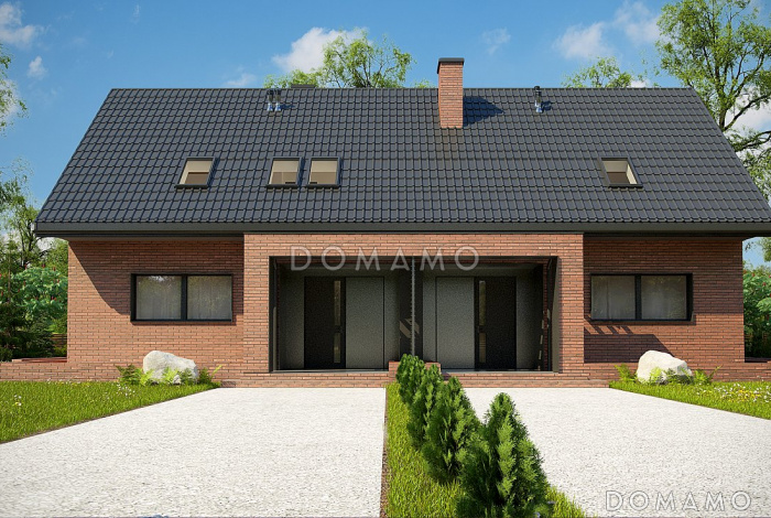 Проект комфортного мансардного дома из газобетона для двух семей