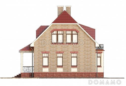 Проект коттеджа с эркером и балконом / Фасад 2