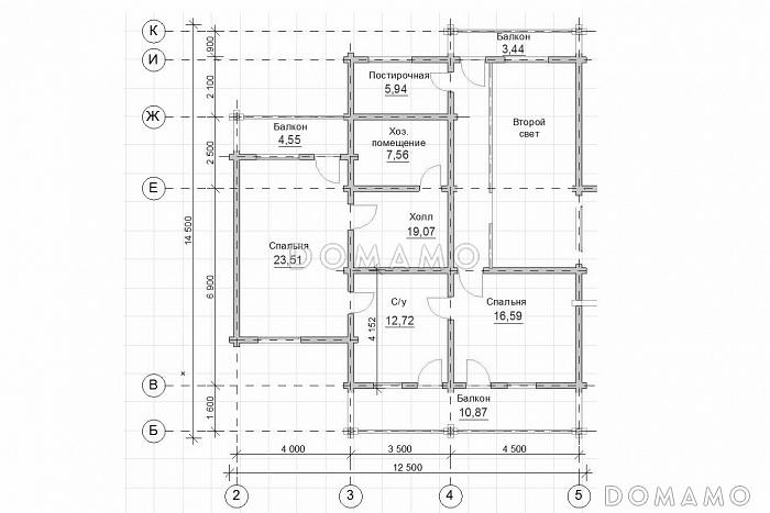 Проект большого двухэтажного дома, с красивым внешним видом / План 2 этажа