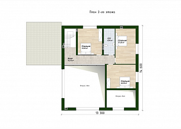 Проект дома с подвалом, сауной, 4 спальнями и вторым светом / План мансардного этажа