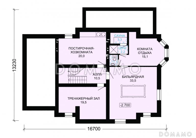 Проект дома из пеноблоков с цокольным этажом / План цокольного этажа