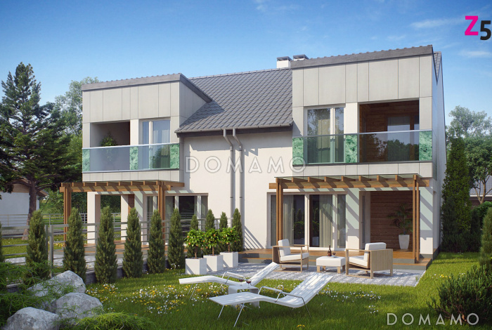 Проект компактных мансардных домов-близнецов из газобетона с изолированной кухней и тремя спальнями