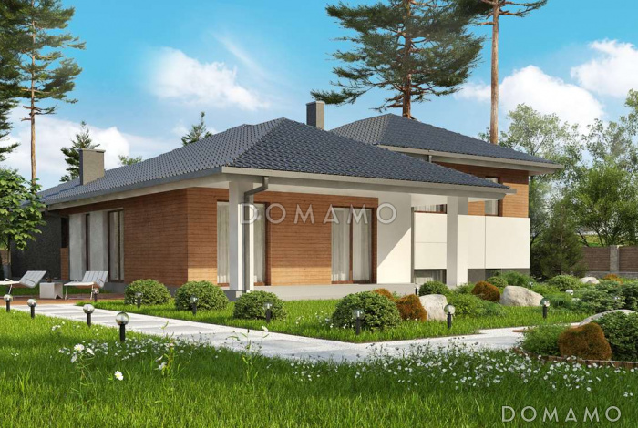 Проект необычного трёхуровневого дома из газобетона с бильярдной, тремя спальнями и гаражом 