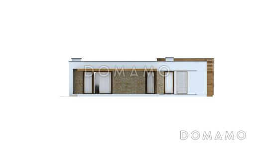 Проект одноэтажного дома из кирпича с плоской крышей с тремя спальнями / Фасад 2